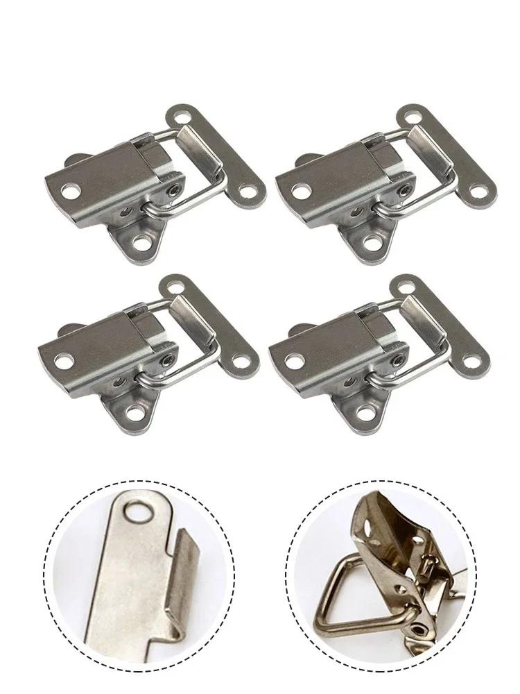 4pcs Tool Box Buckle Hook Lock Stainless Steel Spring Loaded Draw Toggle Latch Clamp Clip Hasp Latch Catch Clasp Hardware