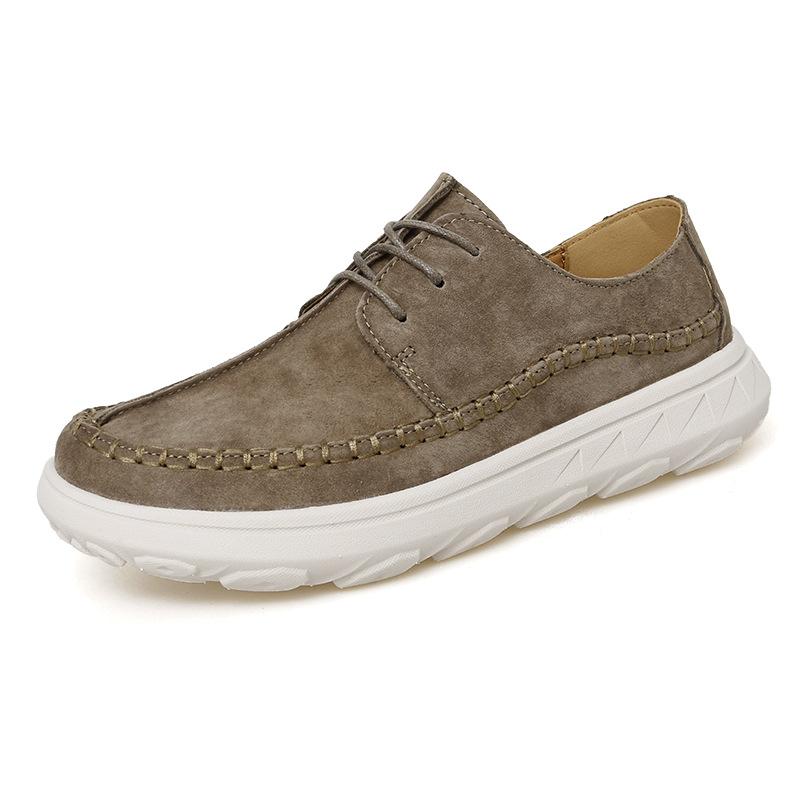 

Large size hand-stitched soft sole outdoor casual men s leather shoes travel shoes trendy sports men s shoes 38 хаки
