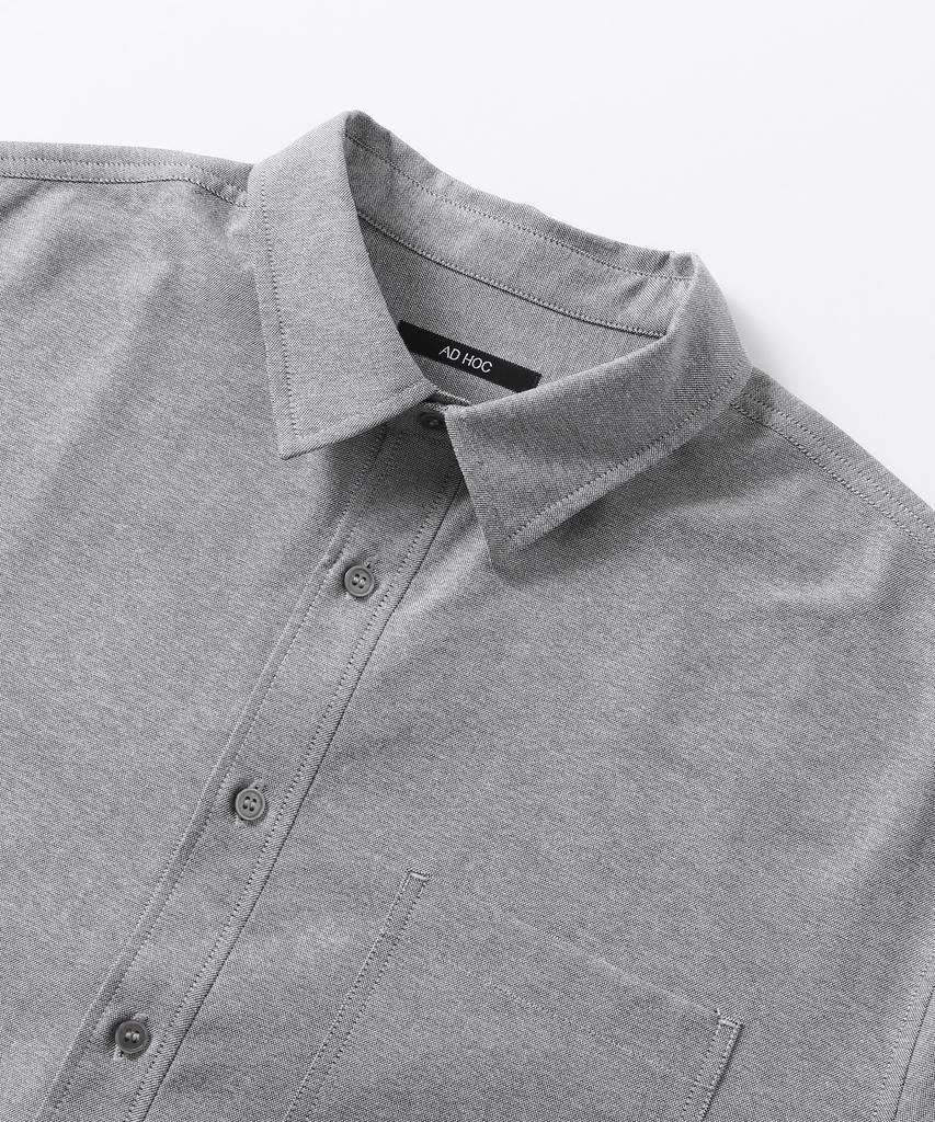 ADHOC Men'S Basic One-Pocket Oxford Shirt (Grey) (Hb8Ls40)