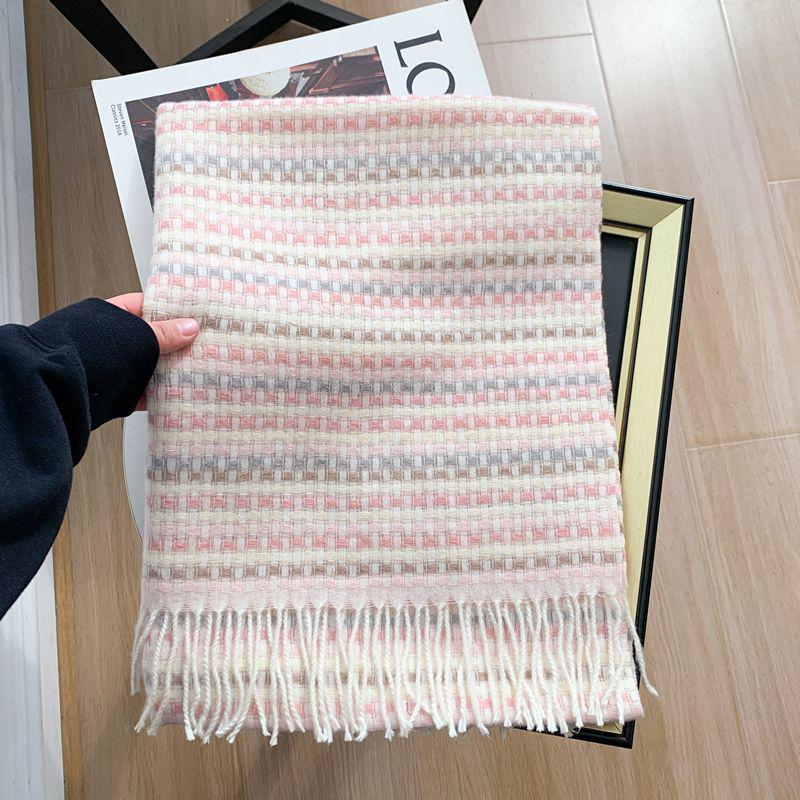 Women's Faux Cashmere Plaid Scarf - Korean Style, Thick & Warm Autumn/Winter Shawl