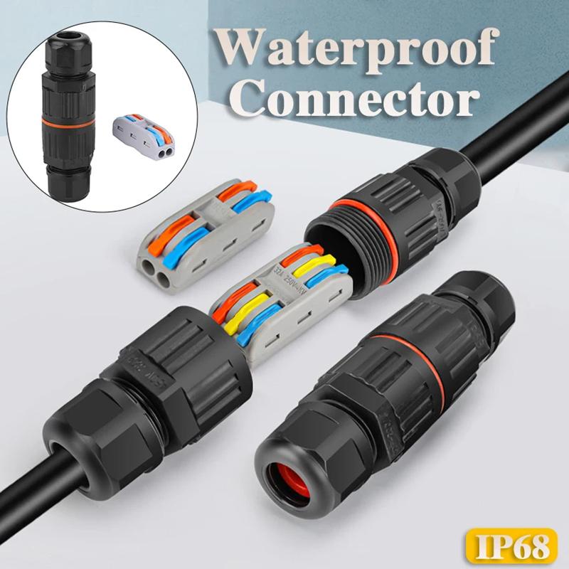 

New 2/1PC IP68 Waterproof Joint Wire Quick Connection Connector 2/3 Pin Solder Less LED Lamp Wiring Outdoor Rainproof Terminal 1PC