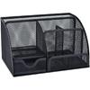 Mesh Desk Organizer, Pen Holders, Office Storage Supplies Drawer Organizers 7 in 1 for Office Home School Supply, Black