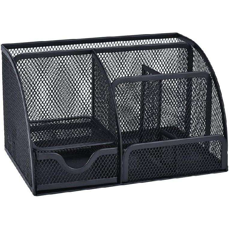 Mesh Desk Organizer, Pen Holders, Office Storage Supplies Drawer Organizers 7 in 1 for Office Home School Supply, Black