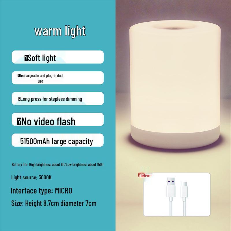 Wireless Rechargeable Touch Night Light – Eye-Friendly Bedside Lamp for Baby Feeding & Nighttime Trips
