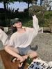 Loose Long Sleeve Hollow Thin Knitted Sun  Blouse Top For Women