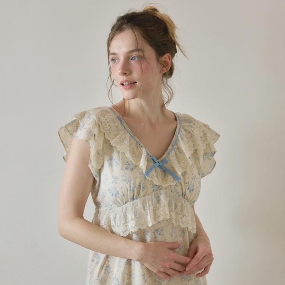 Lunaluz Women Bra Cap SleeVe V Neck Dress Blooming