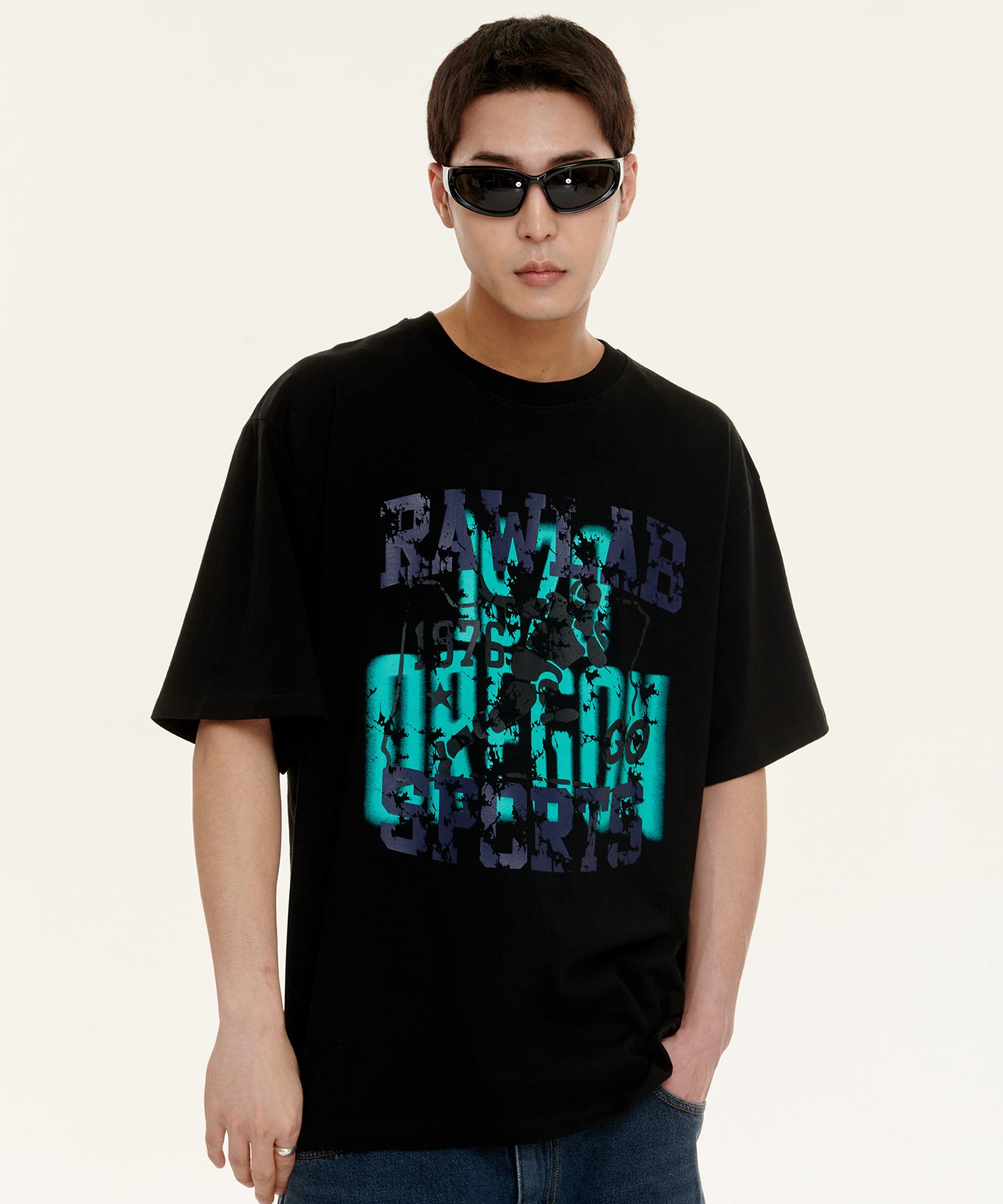 Row Lab Raw Cracked Vintage Short Sleeve Tee - Black M