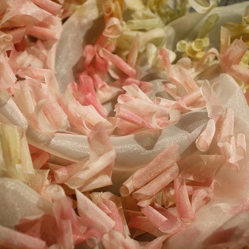 Gradient 3D Rolled Edge Texture Fabric Creative Curling Designer Fabric DIY Modeling Wedding Dress Garment Party Photo Props