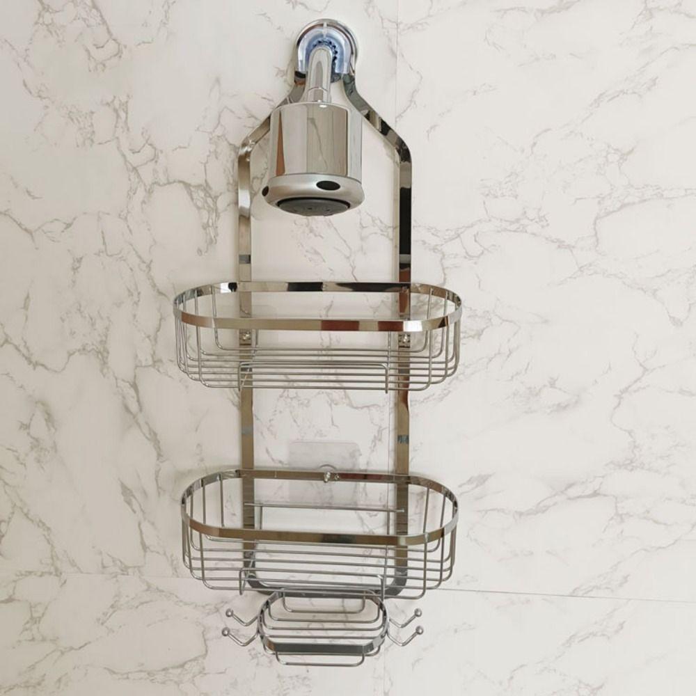 Anti-Swing Hanging Shower Basket Rustproof Soap Holder Durable Over Shower Head Organizer  Bathroom