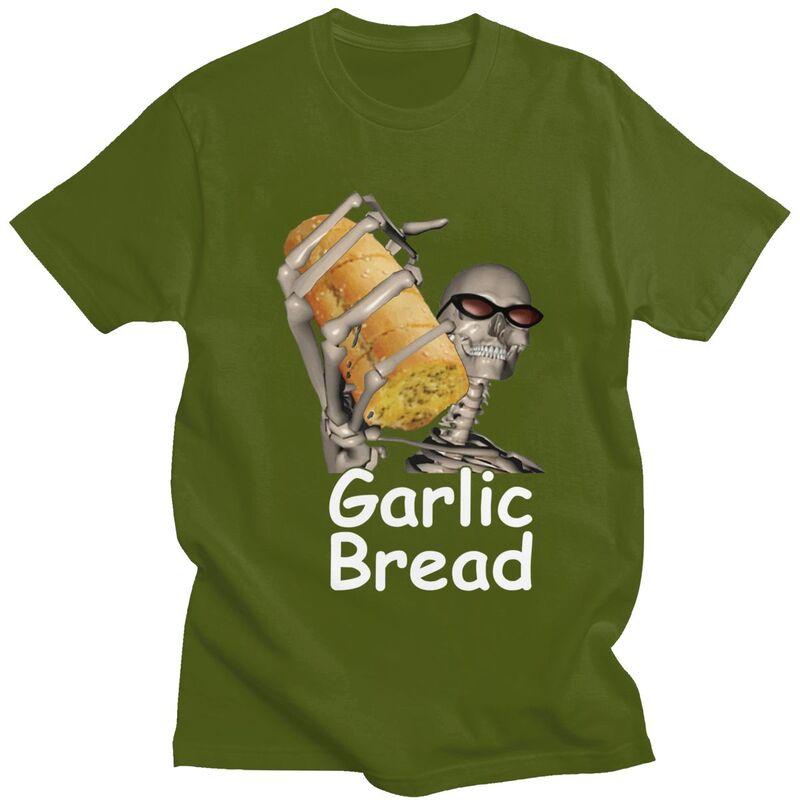 Custom Trendy Garlic Bread Skeleton Evil Skeleton Funny Meme T Shirt Men Pure Cotton Tshirt Leisure Tees Streetwear Tshirts