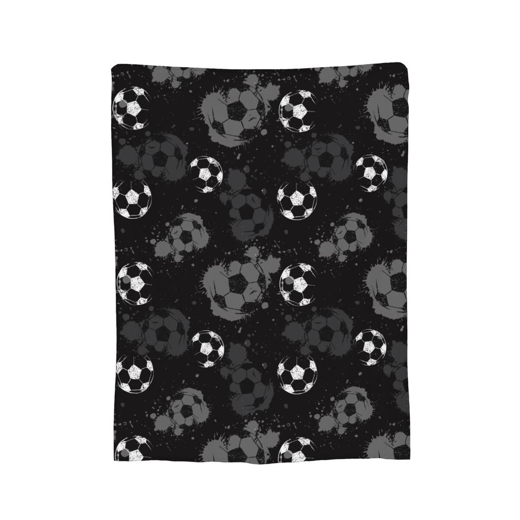 Cartoon Soccer Ball Football Blanket Coral Fleece Plush Print   Multifunction Warm Throw Blanket for Bed Outdoor Bedspreads
