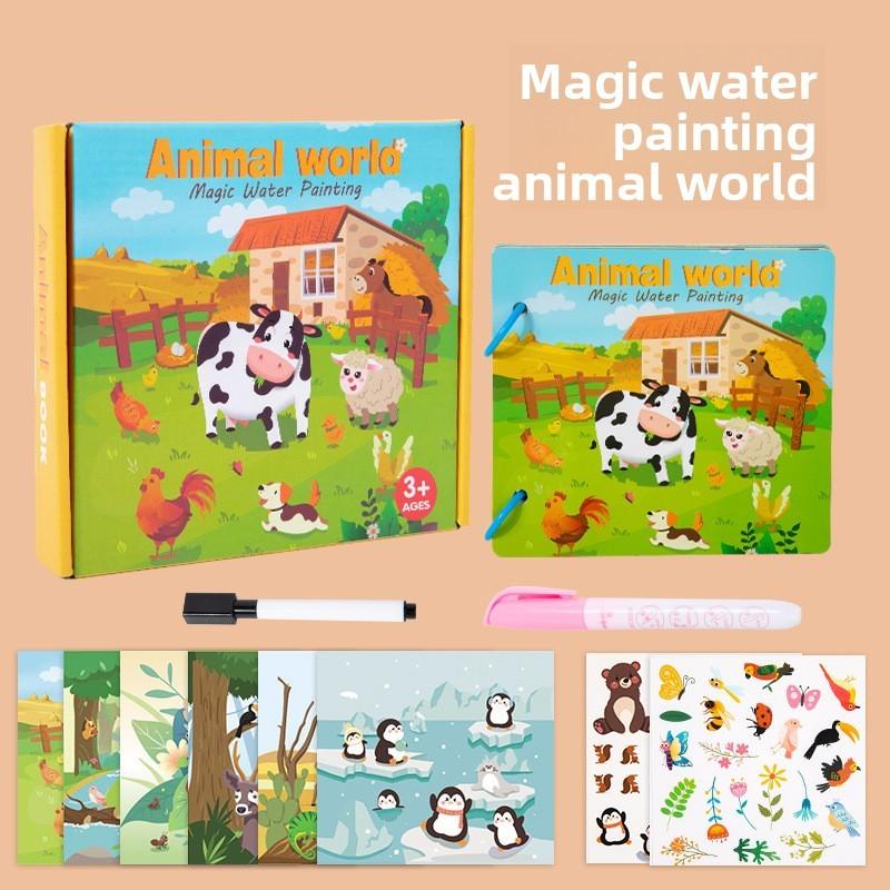 

Деревянная книга для акварельной живописи Дети Распознавание животных Образовательная игрушка Для раннего обучения Animal