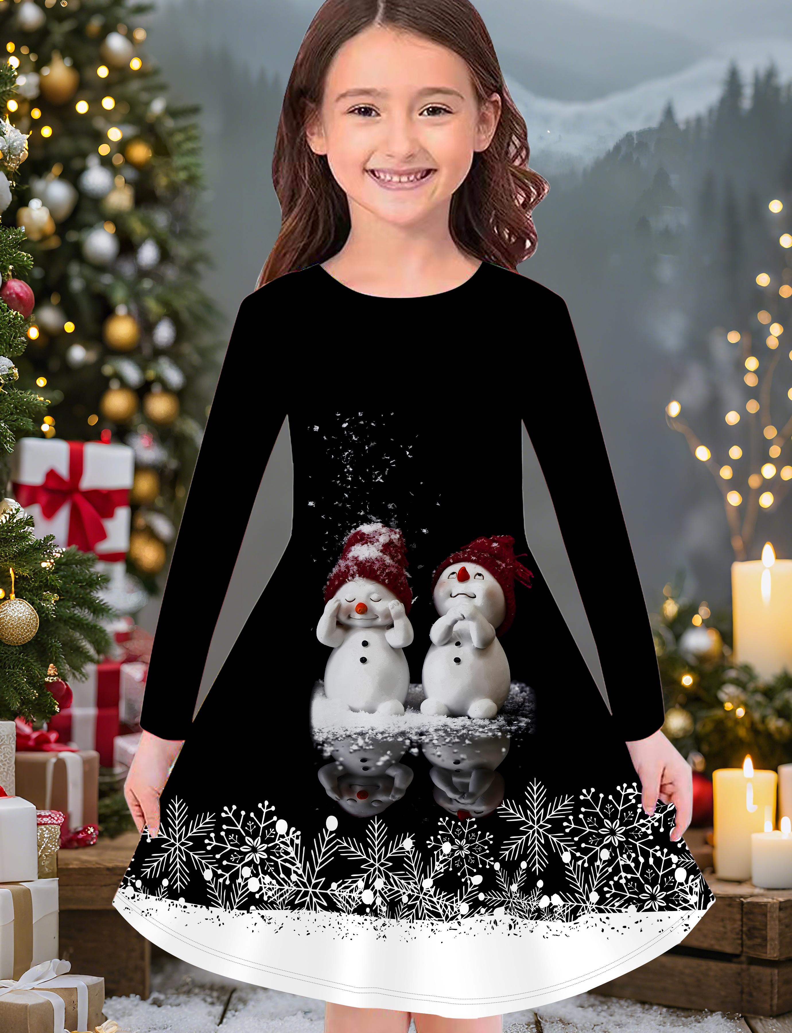 

Модна осінньо-зимова сукня для дівчаток, 3D різдвяний принт, кругла горловина, довга дитяча футболка-сукня, повсякденна універсальна, різдвяний одяг 170 білий