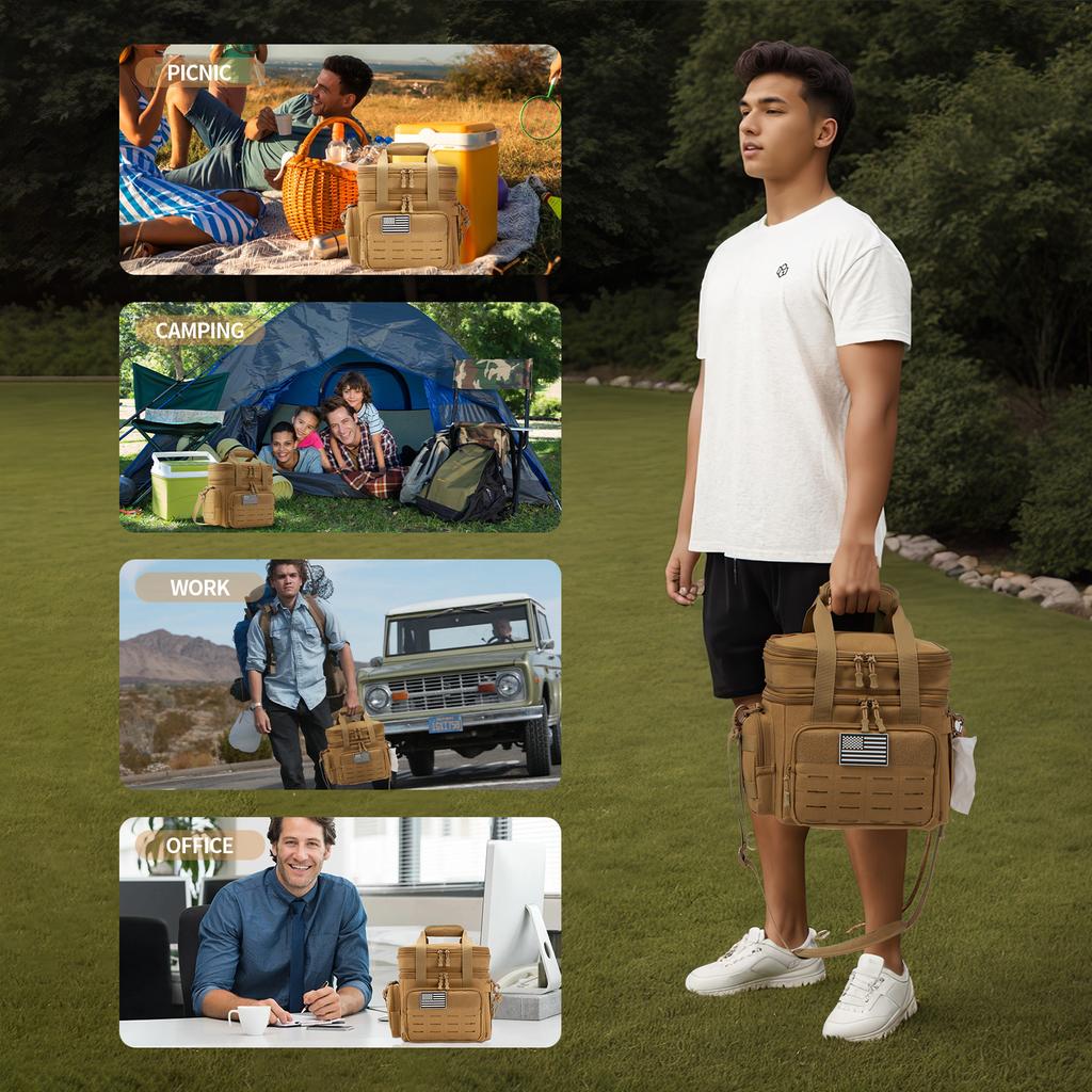 Borsa Frigo Isotermica 18L Tattica per Pranzo da Uomo Espandibile Lavoro Campeggio Picnic all'Aperto Resistente a Tenuta Termica