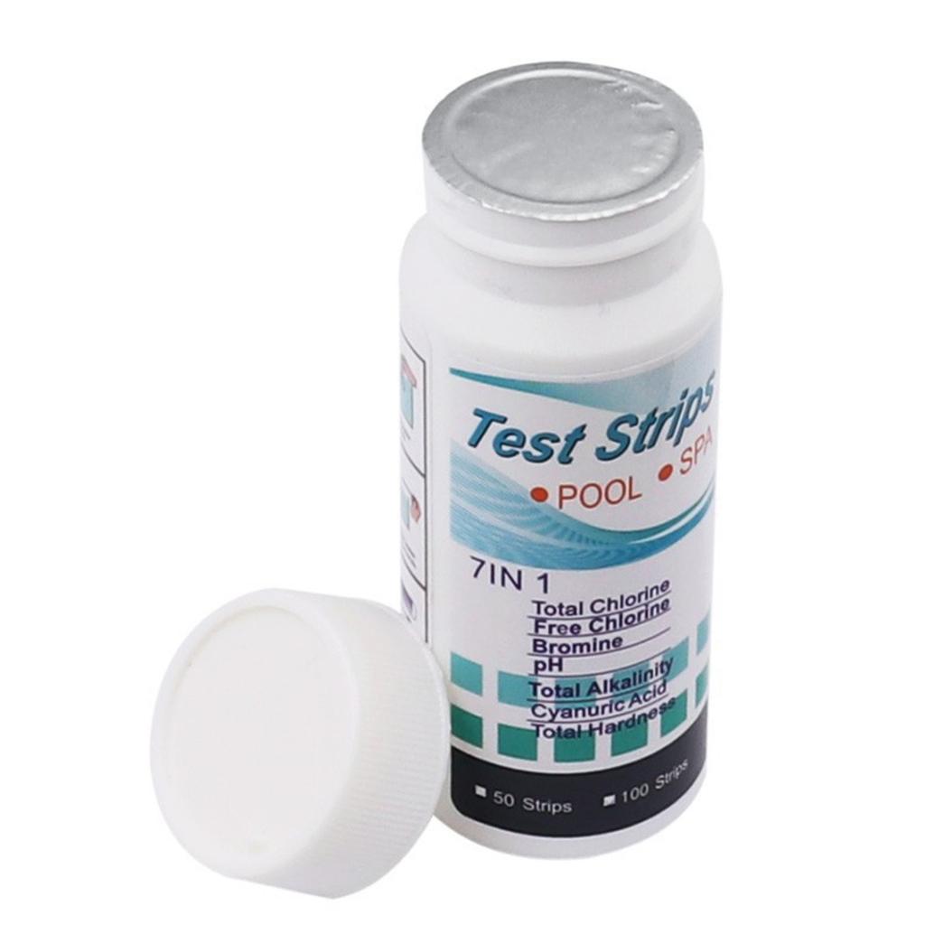 Pool And Spa Test Strips 100ct 7 In 1 Water Test Kit For Swimming Pool Hot Tub Detects PH Cyanuric Total Hardness Free Total Alkalinity