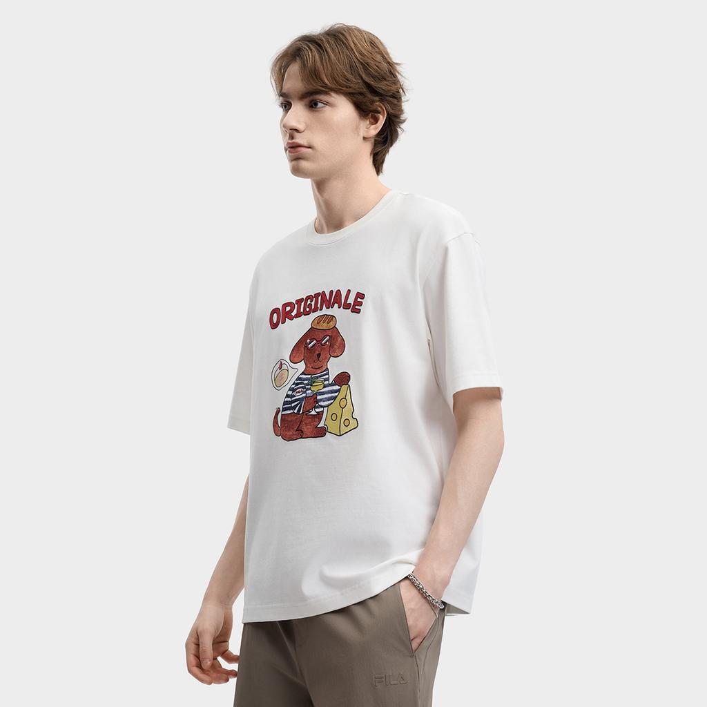 FILA Original Cool Feeling Antibacterial Loose Knit Short Sleeve T-Shirt Men tops F11M629105F-WT
