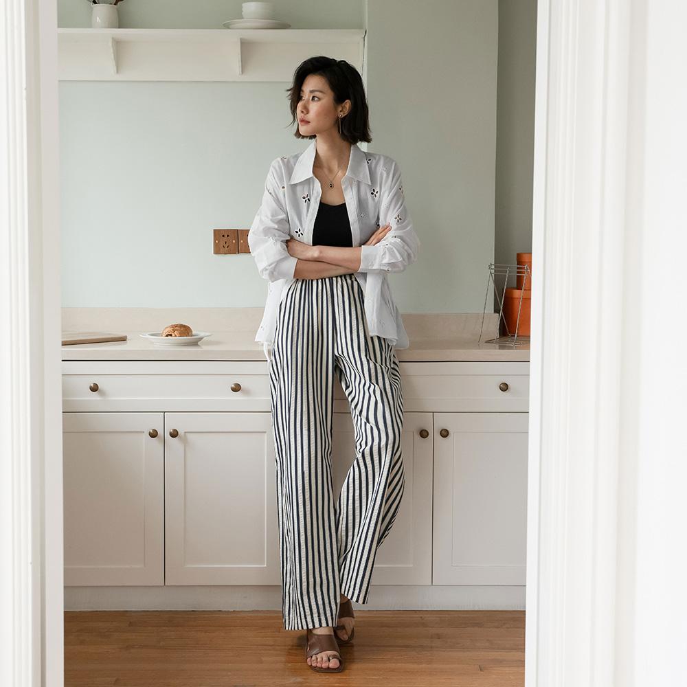 Laengsseon Ls_Striped Wide-Leg Pants