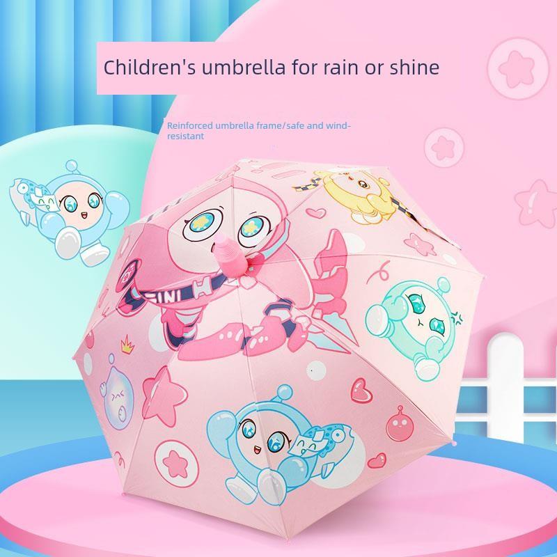 Egg Party Children's Umbrella for Boys and Girls, Long-Handle Umbrella for Elementary School Students, Sun Protection Cartoon Lightweight Umbrella