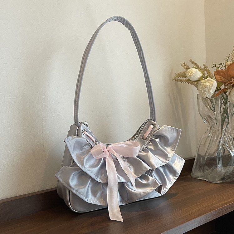 Banquet Graduati Ball Luxury Bow Pleated Large-capacity Handbag Clutch Bag Lipstick Wallet Phe Storage Bag Woman Bag Purse