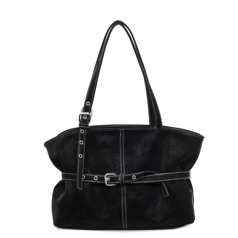 Womens Casual PU Leather Tote Bag Belt Buckle Detail Stitch Accent Large Capacity Minimalist Daily Bag for Commute Travel Everyday Use Durable