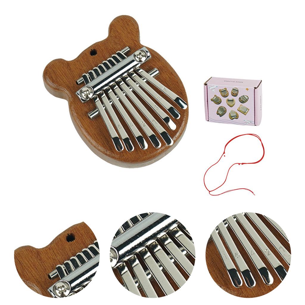 2Pcs 8 Keys Mini Kalimba Wooden Thumb Piano with Lanyard Portable Musical Instrument Cute Marimba for Travel Party Outdoors