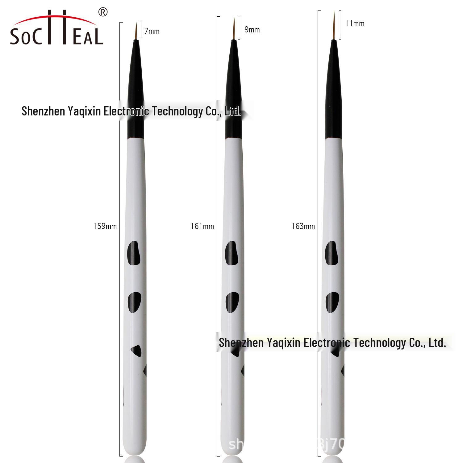 

Cow Print Wooden Handle Nail Art Liner Brush Set - 3 Ultra-Fine Brushes