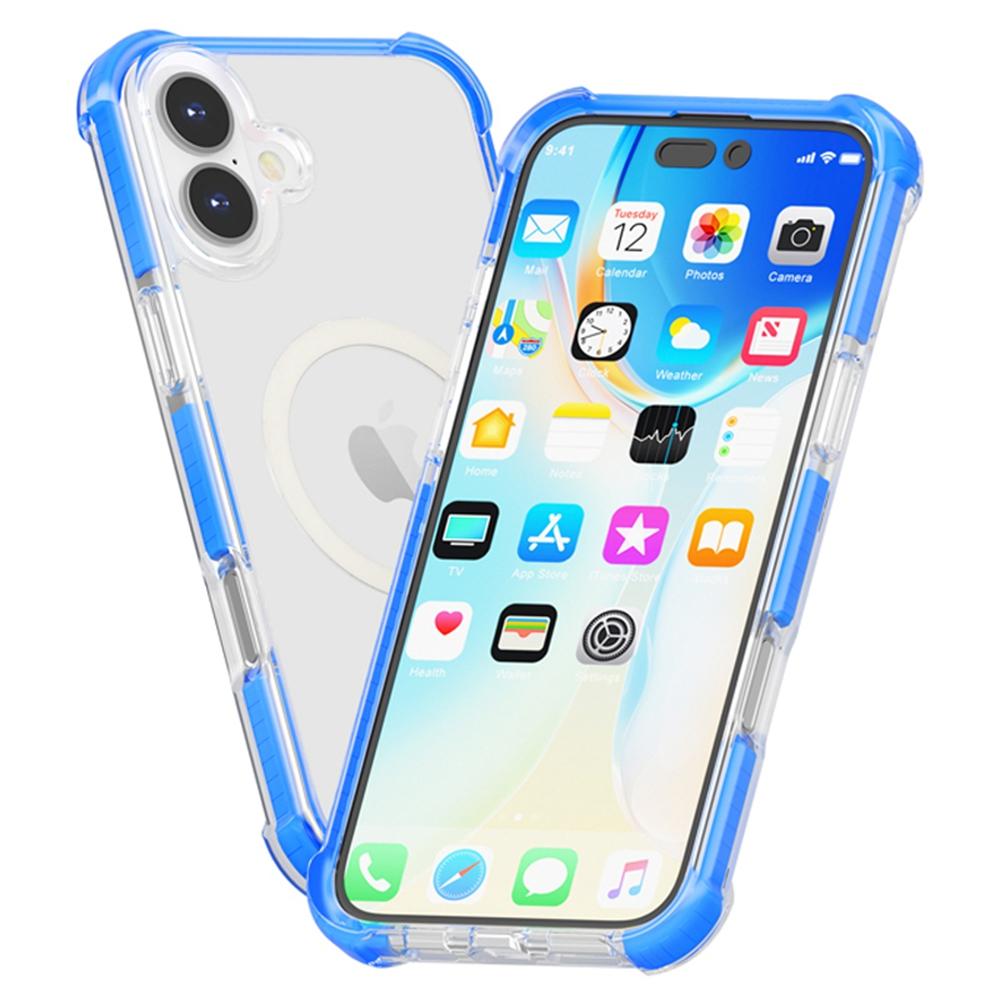 

For iPhone 17 Case Compatible with MagSafe Reinforced Corners TPU+Acrylic+TPE Phone Cover Blue