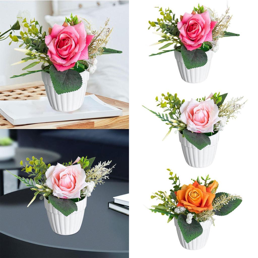 Artificial Potted Rose Flowers Fake Plants Potted Decor Nordic Design Realistic