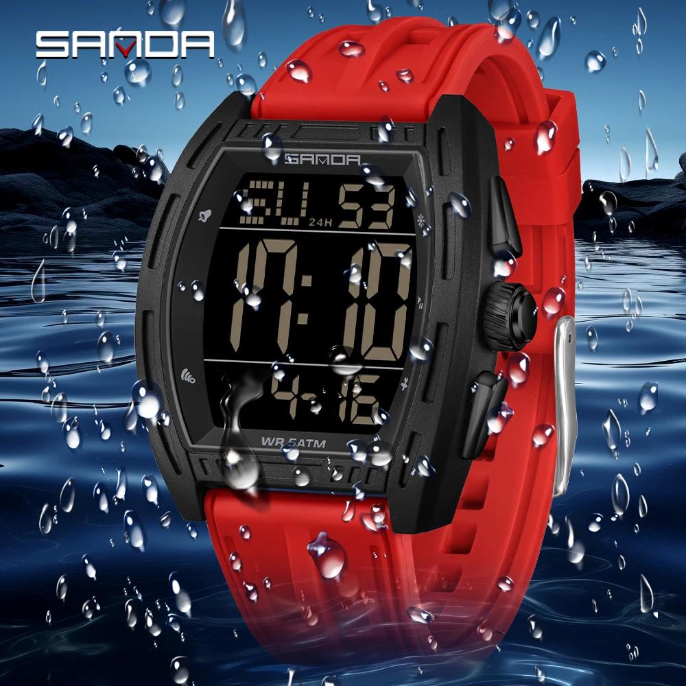 SANDA Fashion Electronic Watches for Man Multifunction Alarm Clock Luminous Calendar Chronograph Student Digital Wristwatch