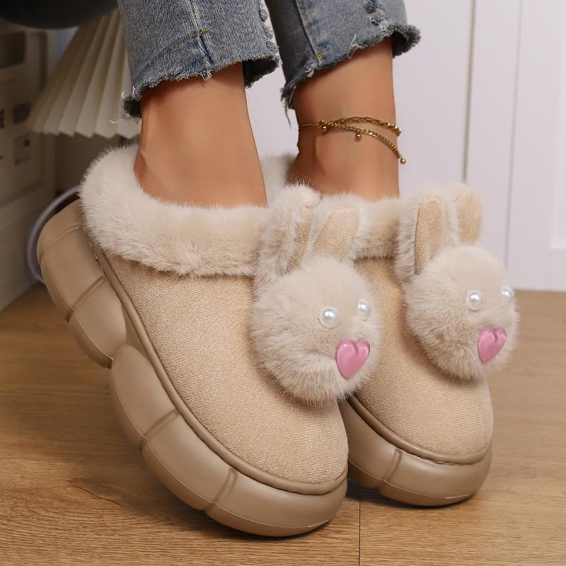 Fashion Cotton Slippers Women's Autumn and Winter Wear 2025 New Indoor Home Platform Heightened Warm Plush Shoes
