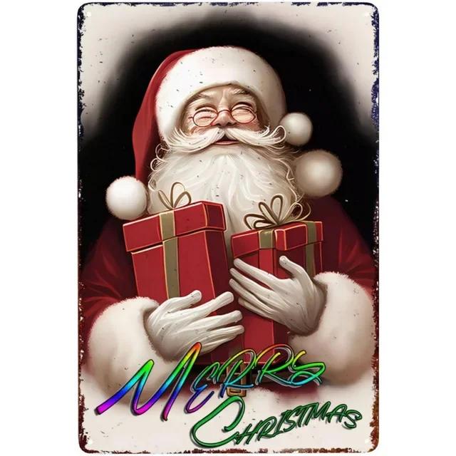 Vintage Merry Christmas Metal Tin Sign  Rustic Wall Art Plaque for Home Cafe Garden Bar Club Man Cave  Perfect Holiday Decor
