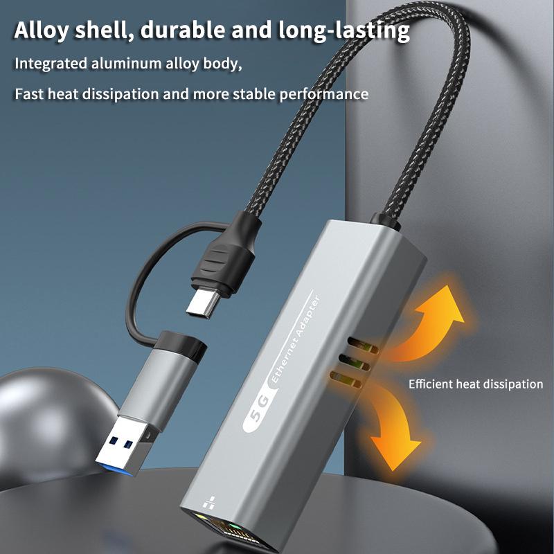 5Gbps USB na Ethernet adaptér pro notebookový počítač s čipsetem Rtl8157 5000Mbps USB3.2 na RJ45 síťový konvertor 5G 2.5G 1G 100Mbps