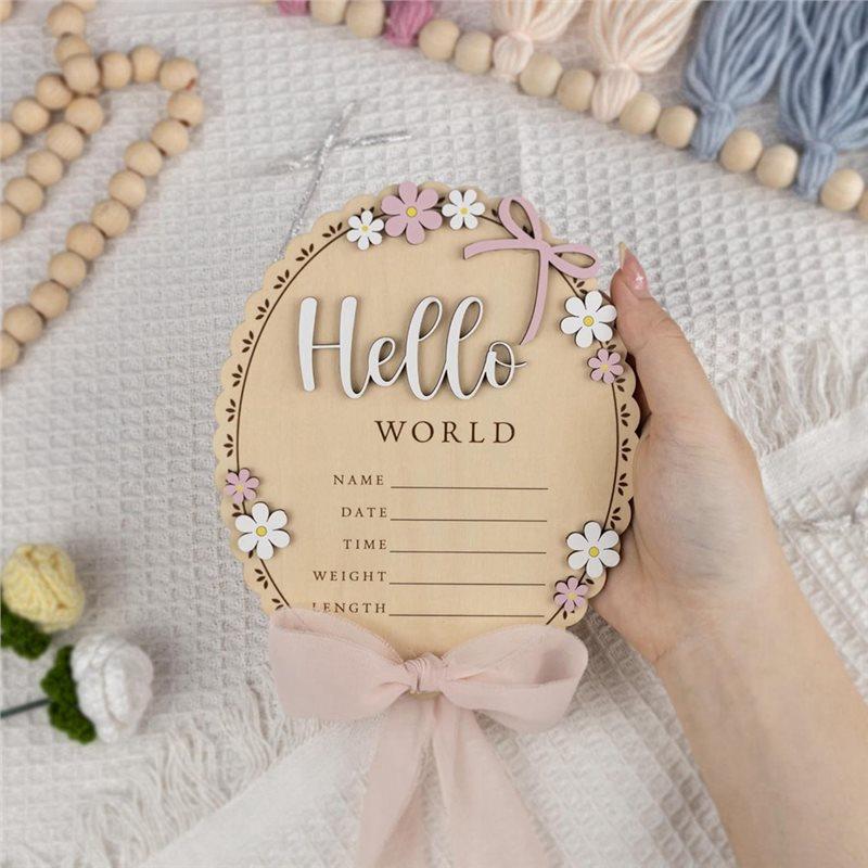 Fresh Wooden Name Plaque Baby Announcement Sign For Newborn Photoshoot, Baby Shower, Stat For Birth
