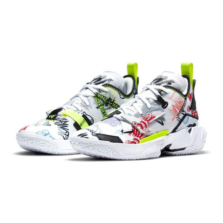 Air Jordan Why Not Zer0.4 GS Graffiti Kids Sneakers White Photon-Dust Volt DD9659-007