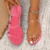 Wish large size sandals women's summer new open-toed lightweight one-word flat-bottomed cool slippers women