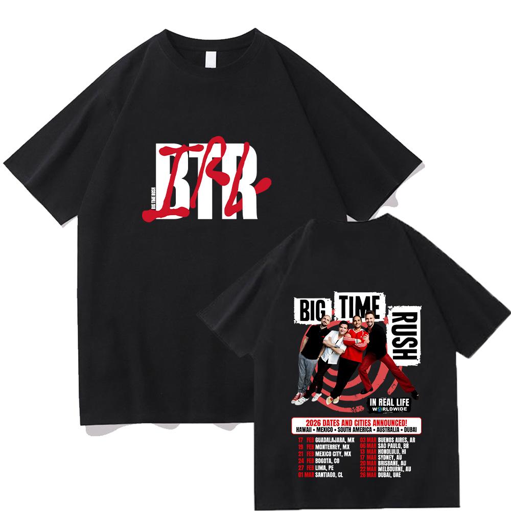 

BTR in Real Life Worldwide 2026 Tour Tee Big Time Rush Cotton Summer Short Sleeve Tshirts High Quality Women Men Y2K Streetwe... S разноцветный