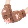 Fuzzy Convertible Mittens Fluffy Warm Fingerless Gloves with Flip Covers Winter Soft Half Finger Gloves for Women Texting Outdoor Driving
