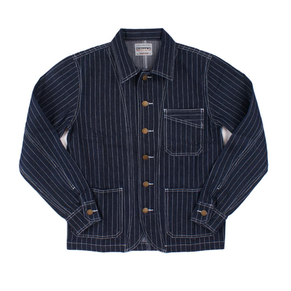 

Wen Zhaolun Original Denim Jacket - Vertical Stripe Locomotive Style 38