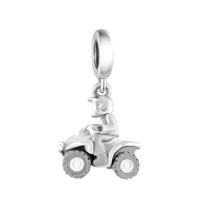 925 Silver Pan Charm Bracelet DIY Fit Original Race Car Dirt Bike Motorbike Scooter Bead For Women Berloque Jewelry Making