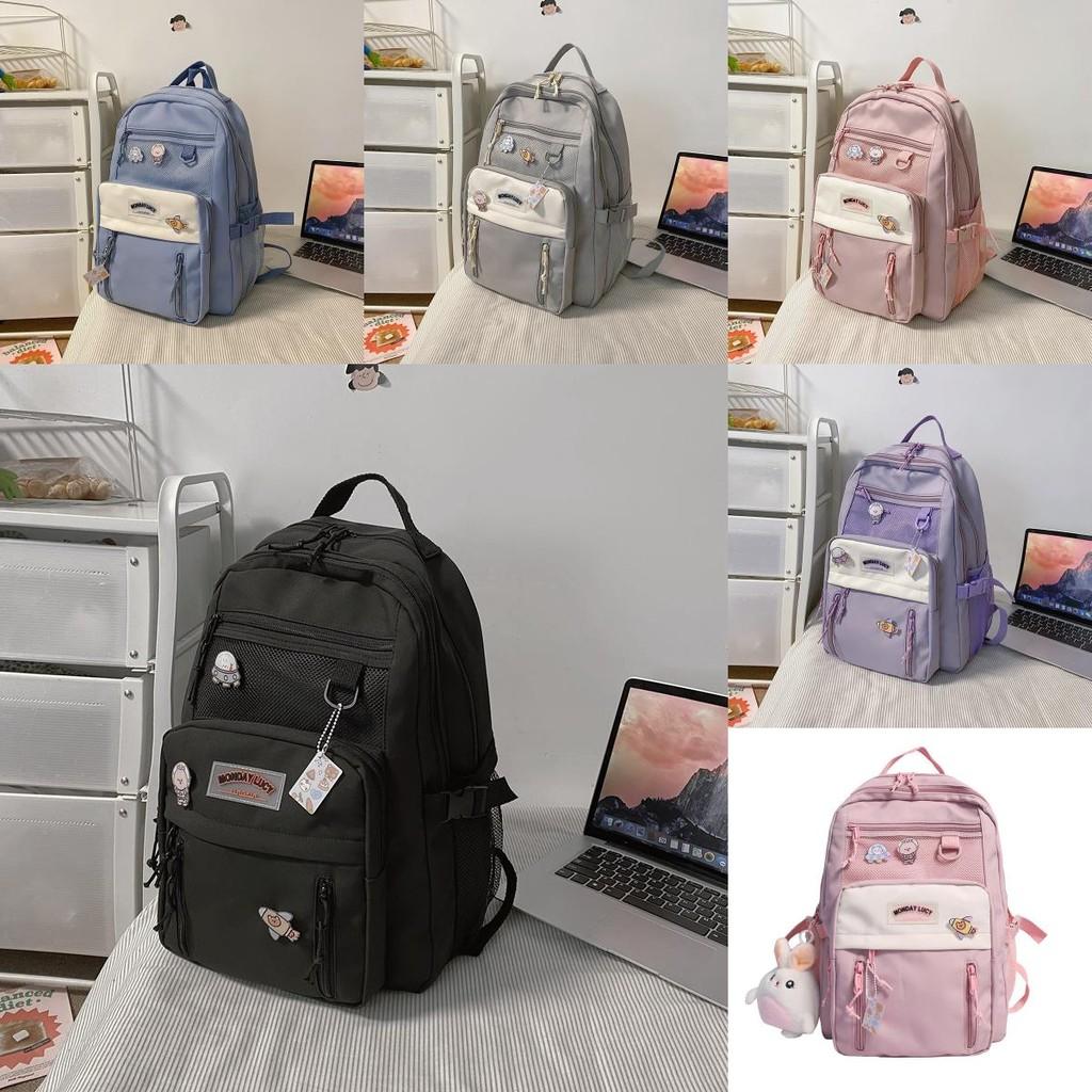 Backpack Capacity Large With Color Blocking Design And Letter Decor For Daily