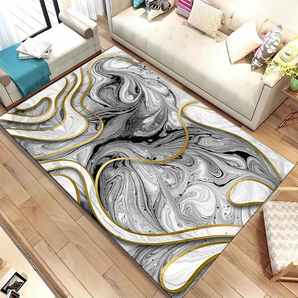 Colour Gold Nordic Marble Splendid Area Rug Large Carpet Marbling Rugs for Home Living Room Bedroom Decor Door Mat Floor Mats