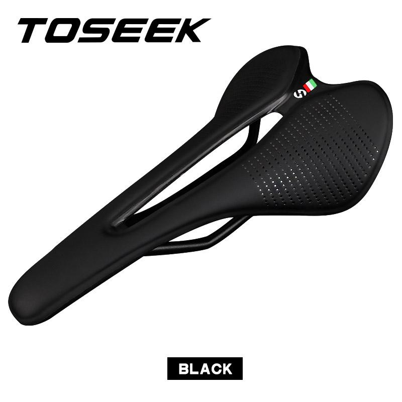 TOSEEK Bike Saddle Carbon Lightweight Women's Road Bike Saddle Seat Cushion with Ventilation Soft Leather EVA Comfortable Design