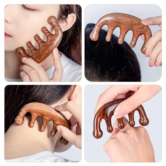 Hair Comb Anti-static Round Edges Thickened Pressing Acupoints Polished 5/8 Teeth Meridian Massage Sandalwood Wood Comb Home Supply