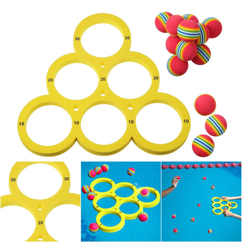 Swim Pool Toys Games Set with 10 Balls EVA Throwing Circle Water Sports Toys Floating Pool Water Toys for Kids Adults Water Game