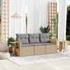 Vidaxl 3-Cz. Set di Mobili da Giardino con Cuscini, Beige, Polyrattan