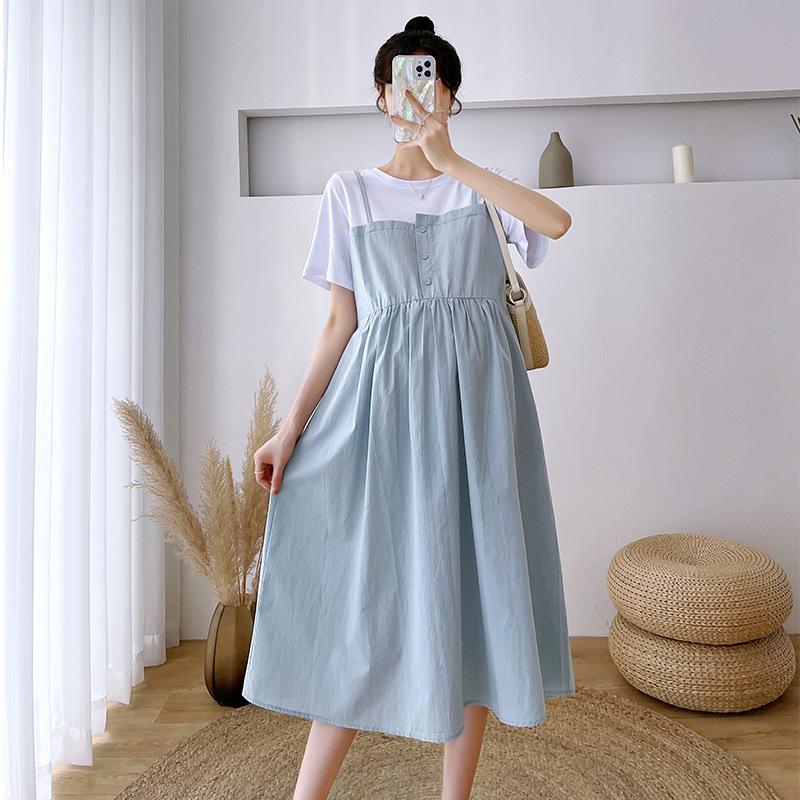 2026 Summer Korean Style Short Sleeve Two-Piece Maternity Dress