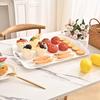 Blue Boat 16.5" x 11.5" Serving Trays Set of 2 White, Dinner Tray, Light Weight Easy to Clean Sturdy Stackable Melamine Serving Tray with Handle,