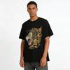 Roaring Fire Lion Print Trendy Casual Breathable Crewneck T-Shirt Pure Cotton T-shirt