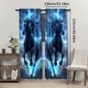 2 Packs Modern Horse Print Filter Curtains, Machine Washable, Ripplefold Bar Pocket Window Treatment Home Decoration
