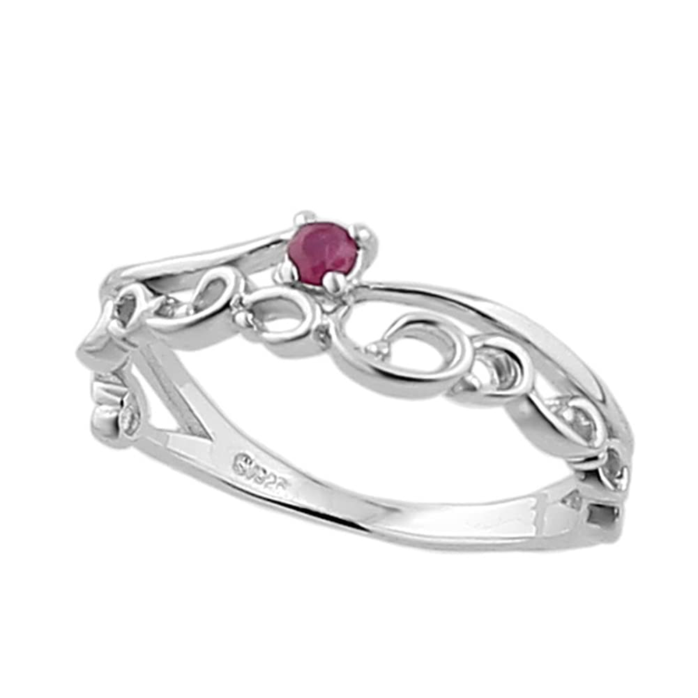 

Shinjuku Gin no Kura Ruby Arabesque Silver 925 Pinky Size Pinky July Birthstone Ring, 5, Women s Finger,